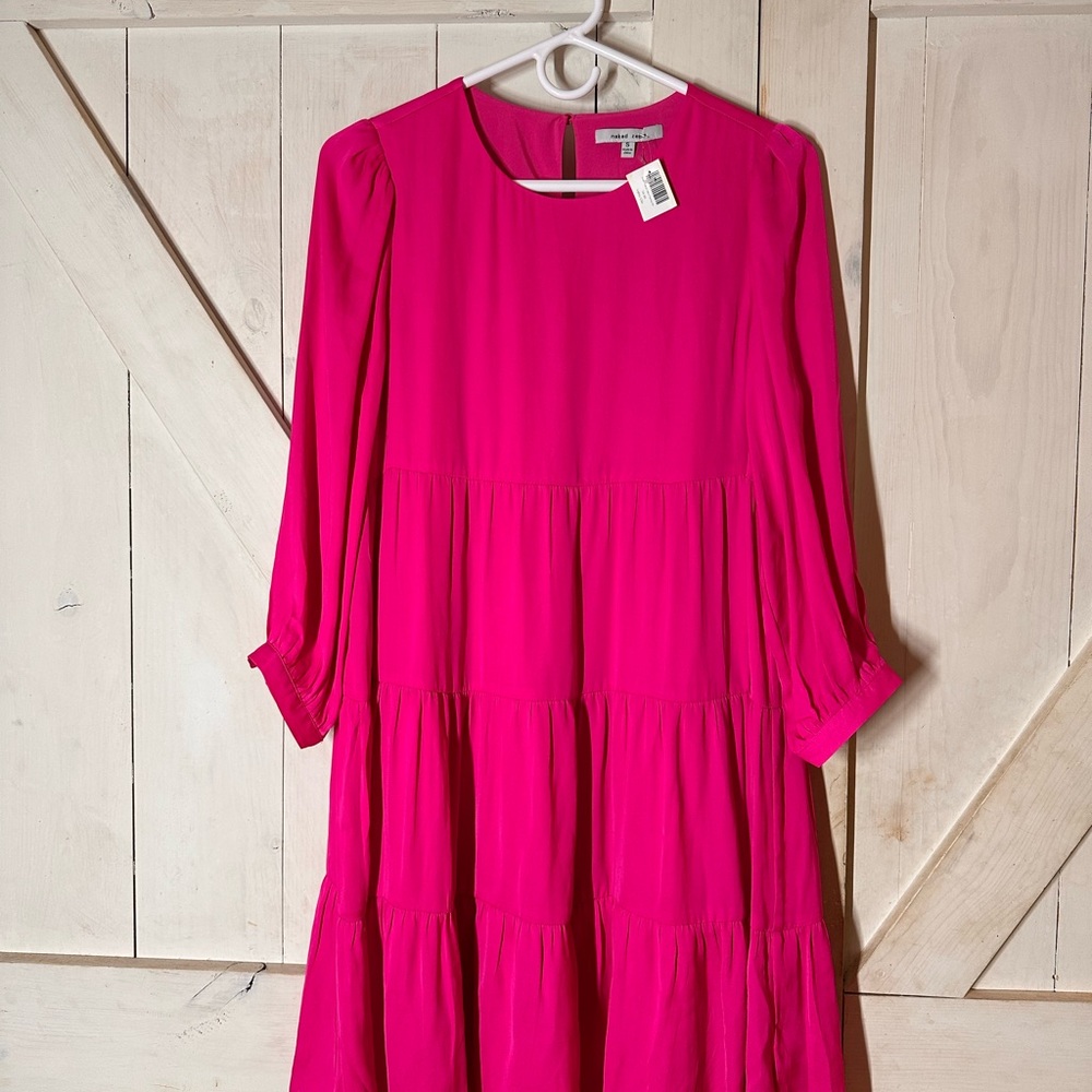 Naked Zebra babydoll dress flamingo  Pink Tiered Dress